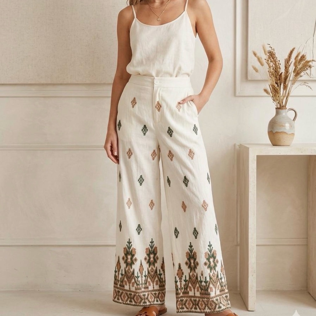 Made In Italy Embroidered Trouser Pants